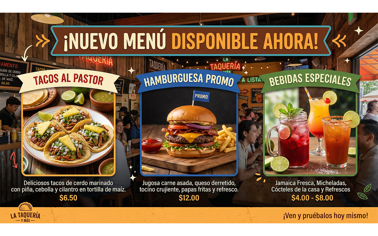 Ejemplo visual de menú actualizado